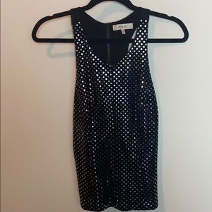 Milly lambskin black metallic clipping halter